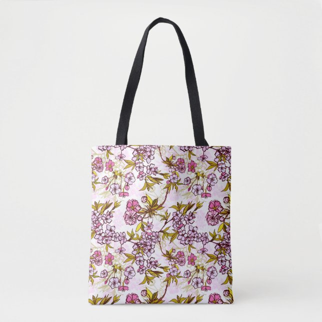 Blooming Cherry Blossom Pattern Tote Bag (Front)