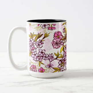 Blooming Cherry Blossom Pattern Two-Tone Coffee Mug