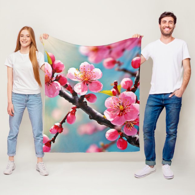 Blooming Cherry Blossoms in Spring Fleece Blanket (In Situ)