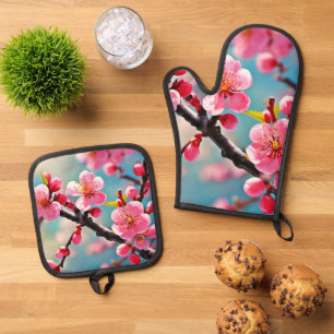 Blooming Cherry Blossoms in Spring Oven Mitt & Pot Holder Set