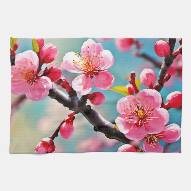 Blooming Cherry Blossoms in Spring Tea Towel (Horizontal)