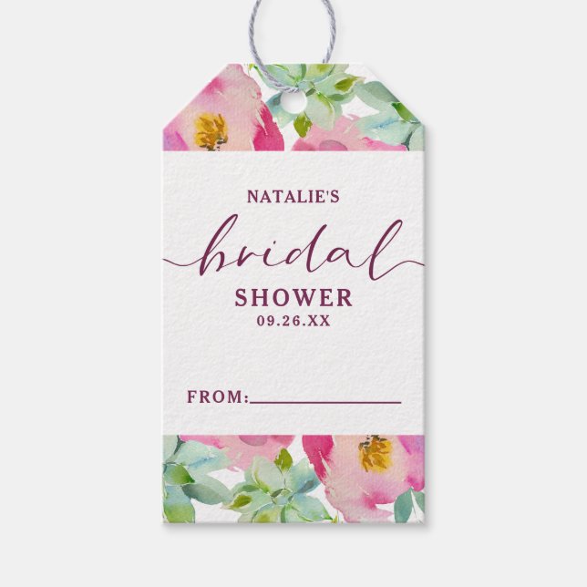 Blooming Chic Blush Floral Bridal Display Shower Gift Tags (Front)