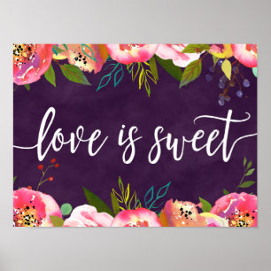 Blooming Chic Colour Editable Wedding Love is Swee Poster