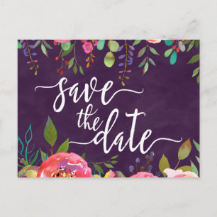 Blooming Chic Colour Editable Wedding Save the Dat Announcement Postcard