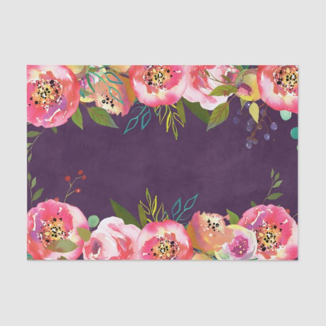 Blooming Chic Colour Editable Wedding Tissue Paper (Front)