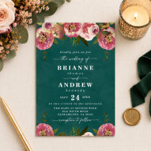 Blooming Chic Deep Teal Green Floral Wedding