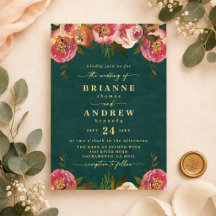 Blooming Chic Deep Teal Green Photo Wedding Gold