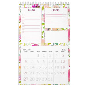 Blooming Chic Floral Personal Monthly To-Do Calendar