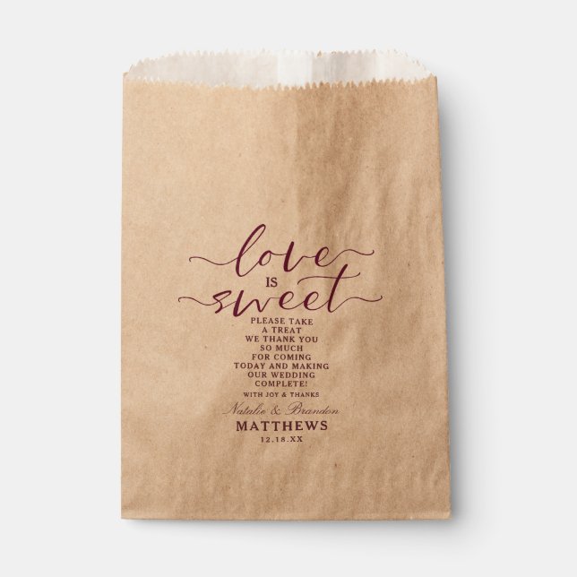 Blooming Chic Floral Wedding Love is Sweet Treat Favour Bag (Front)