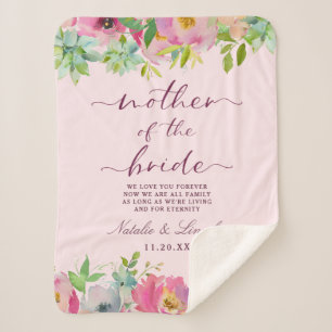 Blooming Chic Mint & Blush Mother of the Bride Sherpa Blanket