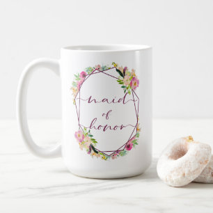 Blooming Chic Mint & Blush Pink Maid of Honour Coffee Mug