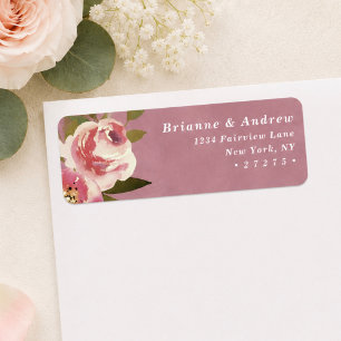 Blooming Chic Rose Pink Wedding Return Address Label