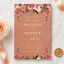Blooming Chic Rustic Peach Photo Wedding Gold