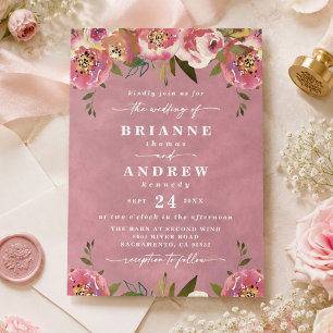 Blooming Chic Wild Rose Pink Floral Wedding Invitation
