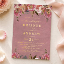 Blooming Chic Wild Rose Pink Photo Wedding Gold