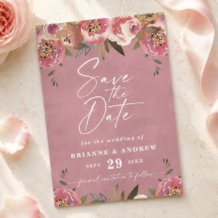 Blooming Chic Wild Rose Pink Photo Wedding Save The Date