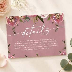 Blooming Chic Wild Rose Pink Wedding Details Enclosure Card