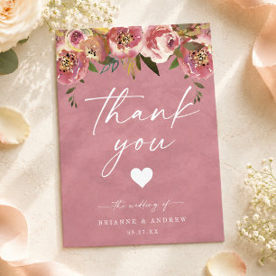 Blooming Chic Wild Rose Pink Wedding Photo Thank You Card
