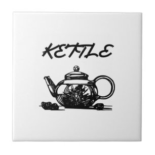 Blooming Chinese tea in a glass teapot. Graphic dr Ceramic Tile