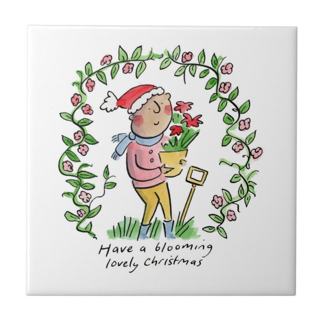 Blooming Christmas Ceramic Tile (Front)