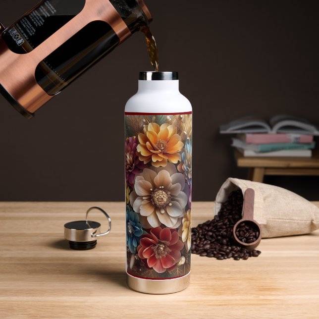 "Blooming Christmas Cheer" Water Bottle (Coffee)
