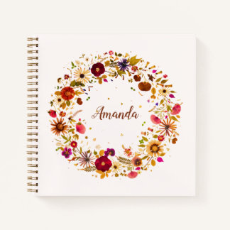 Blooming Circle | Pressed Flower Art by S. Frigui Notebook