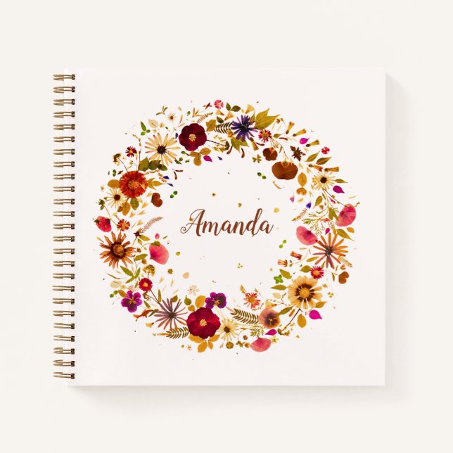Blooming Circle | Pressed Flower Art by S. Frigui Notebook (Front)