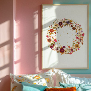 Blooming Circle Pressed Flower Art by S. Frigui Poster