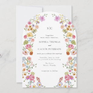 Blooming Colorful Floral Wedding Invitation