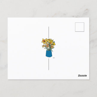Blooming continuous line flowers in vase postcard