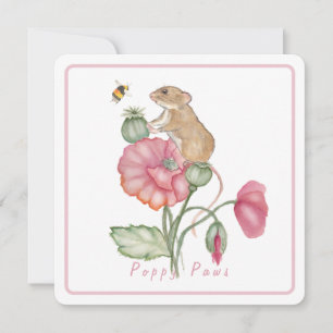 Blooming Cute Mouse on Poppy Save The Date