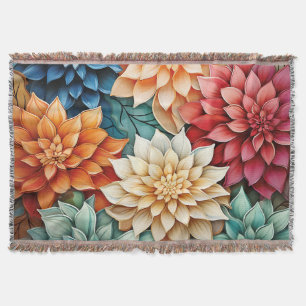 Blooming Dahlia Elegance: A Versatile Floral Throw Blanket