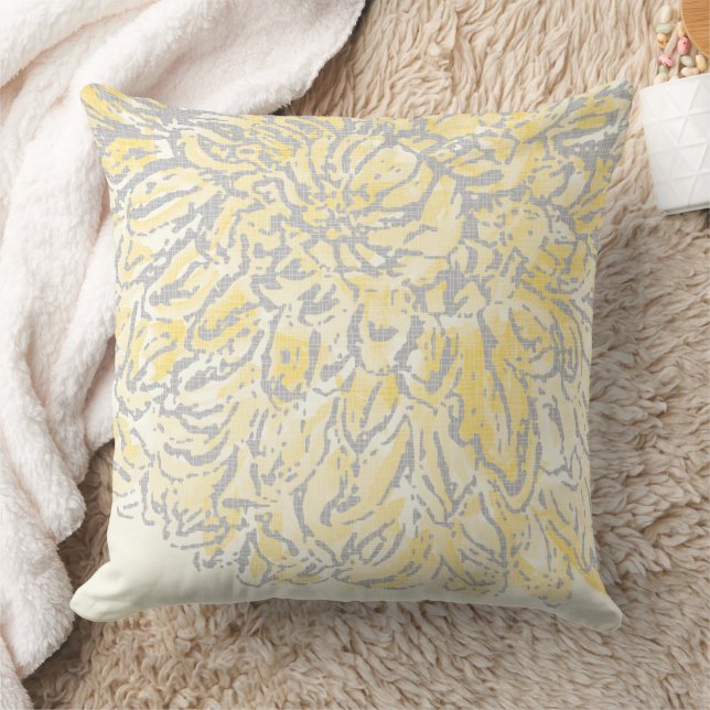 Blooming Dahlia Yellow Iris Wedding Cushion (Blanket)