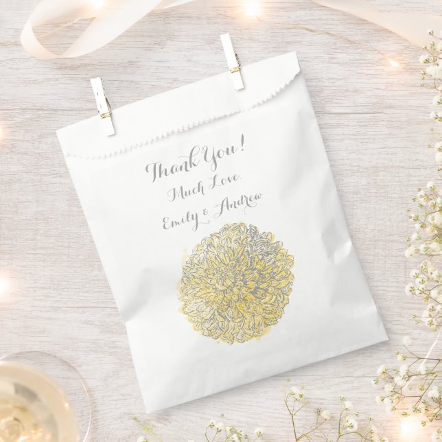 Blooming Dahlia Yellow Iris Wedding Favour Bag (Clipped)