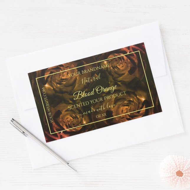 Blooming Dark Red Orange Roses Chic Product Labels (Envelope)