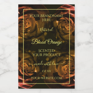 Blooming Dark Red Orange Roses Chic Product Labels