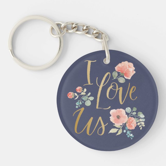 Blooming Delight Blue | I Love Us Key Ring (Front)