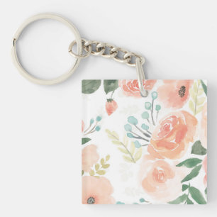 Blooming Delight   Pastel Peach Key Ring