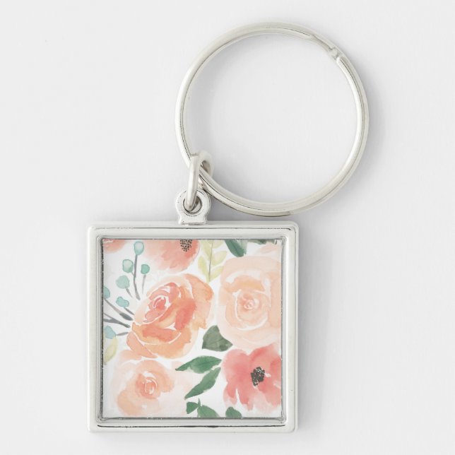 Blooming Delight | Pastel Peach Key Ring (Front)