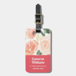 Blooming Delight Pastel Peach Luggage Tag