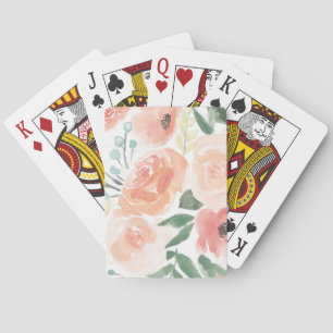 Blooming Delight Pastel Peach Playing Cards