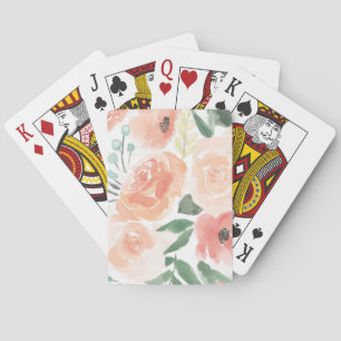 Blooming Delight   Pastel Peach Playing Cards