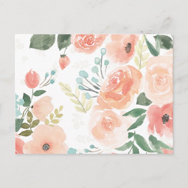 Blooming Delight | Pastel Peach Postcard (Front)
