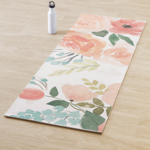 Blooming Delight Pastel Peach Yoga Mat