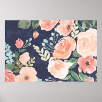 Blooming Delight | Peach & Blue Roses & Poppies