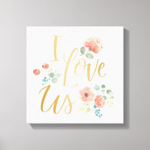 Blooming Delight White I Love Us Canvas Print