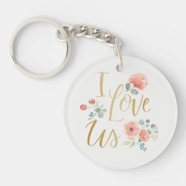 Blooming Delight White | I Love Us Key Ring (Front)