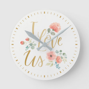Blooming Delight White   I Love Us Round Clock