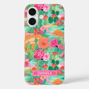 Blooming Desert Cacti Personalised iPhone 16 Case