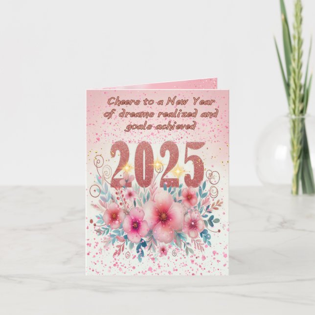 Blooming Dreams 2025 - Personalised New Year Card (Front)